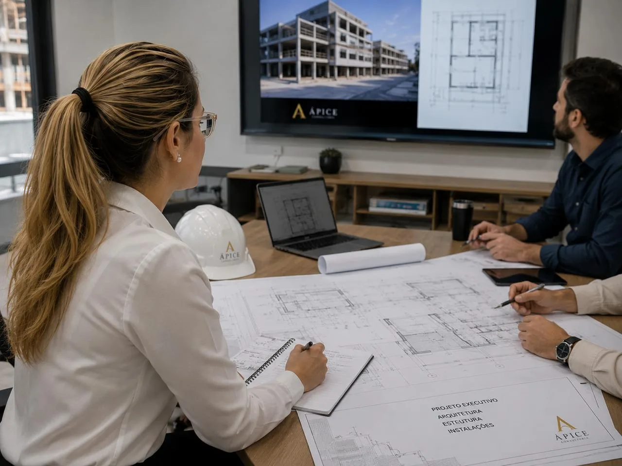 Reuniões de projeto e arquitetura industrial